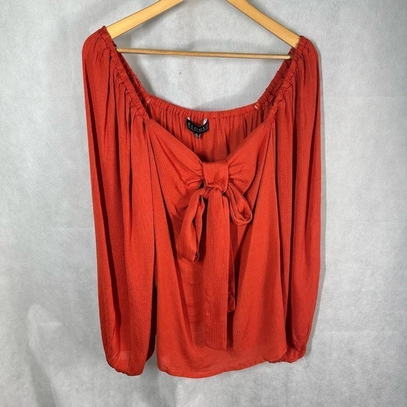 Eloquii Halter Square Neck Long Sleeve Top Size 18 Burnt Orange - Picture 14 of 14